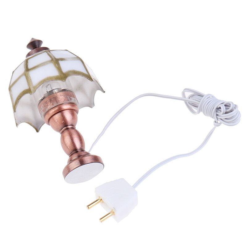 Miniaturowa lampa biurkowa 12 v lampa robić pracy akcesoria robić domku dla lalek 1:12 Lalka Dom mini biały stół lampa