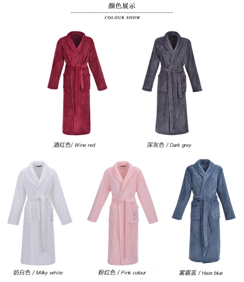 Syyskylpytakki unisex-flanellikannella kauluksella kylpytakki talvella paksu puuvillainen pyjamat miesten kylpytakit pitkät lounge-asut plussize