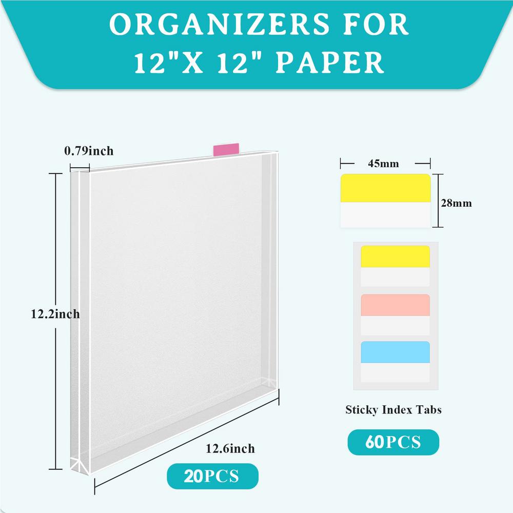 Plakboekpapierorganizer 12X12 Plakboekhouder Opbergen Met Plakkerige Indextabbladen Voor Het Bewaren Van Plakboeken: Black