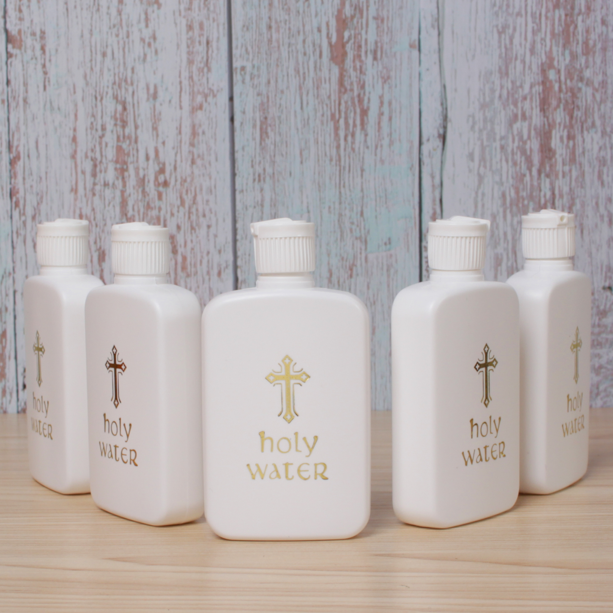 1Pc 60/100Ml Pasen Plastic Water Fles Religieuze Artikelen Pasen Heilige Water Fles Met Goud Blokkeren Heilige water Fles