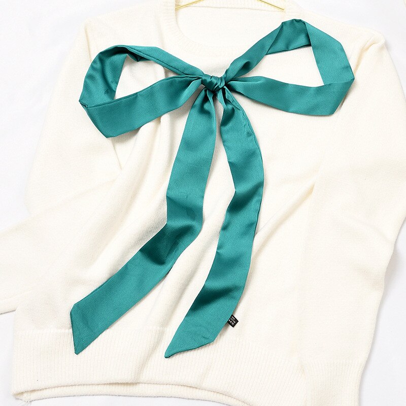 Zijde Dunne Slanke Smalle Sjaals Vrouwen Sjaals Kleine Kettingen Lint Universele Lange Sjaal: Mint Green