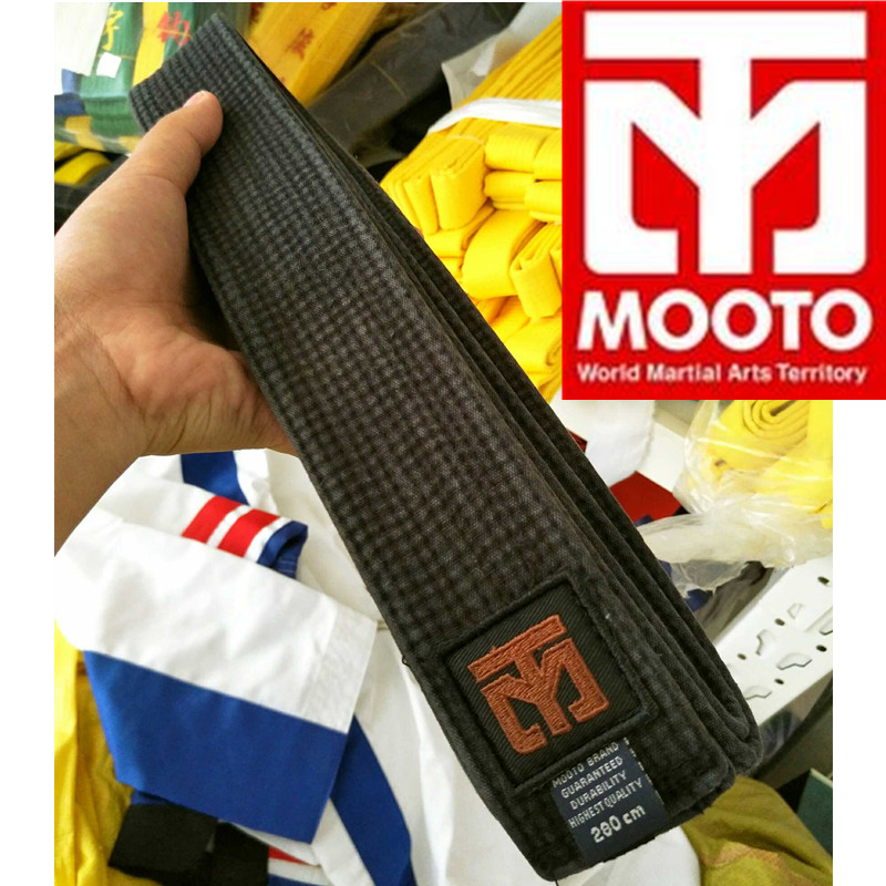 ¡Producto en oferta! cinturón negro de Taekwondo MOOTO 300cm320cm kárate yudo suite cinturón 9 niveles 100% algodón lavado TKD cinturón de 5cm de ancho
