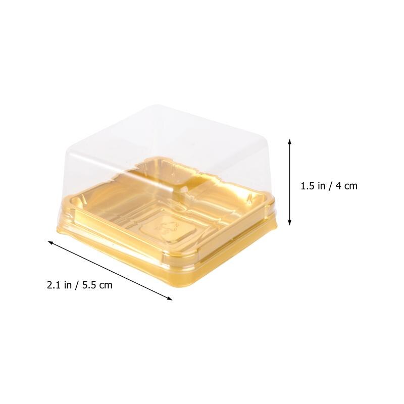 50pcs Carré Transparent Boîtes À Petits Gâteaux Avec Plateau Amovible Boîtes de Gâteau de Lune Jaune D'oeuf Bouffée Conteneur D'or Boîte D'emballage