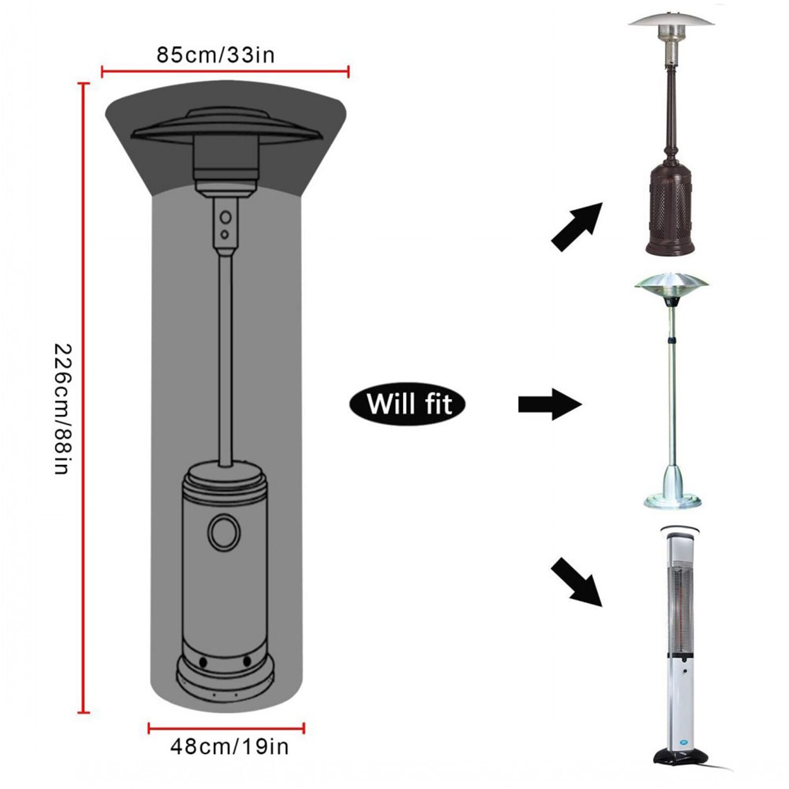 Standup Patio Protector Dust Covers Heater Dust Covers Zwart Outdoor Heater Binnenplaats Bbq Rits Diner Binnenplaats Heater Cover