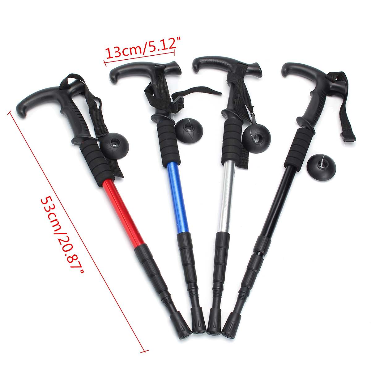 T-handle Walking Stick Telescopic Baton Hiking Trekking Poles Folding Cane Crutches Old Man Non Slip Rubber Cane