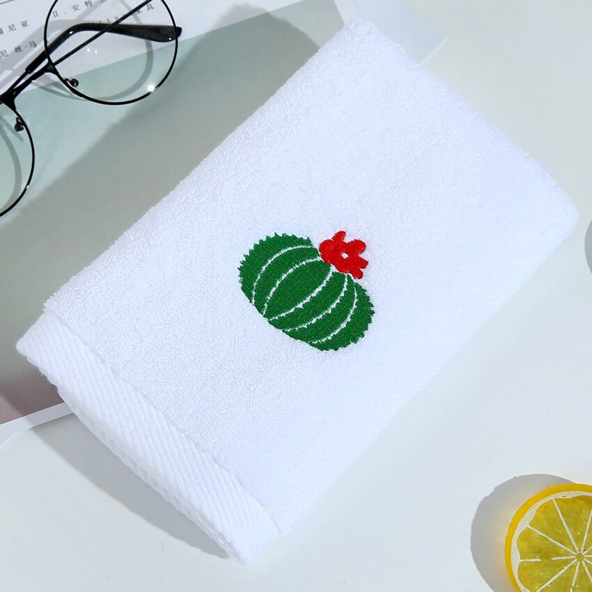 Nordique ensemble de serviettes visage petite serviette Cactus coeur brodé bain douche serviettes salle de bain blanc coton adultes enfants serviette de bain: Prickly Pear / 3pcsTowel Set