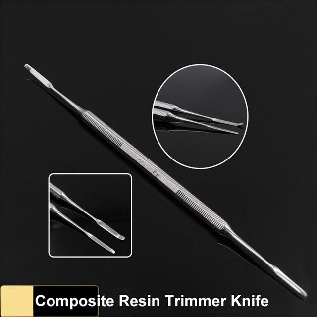 1pc dental spatel blandningskniv vax carver rostfritt stål dubbeländad komposit harts fyllning instrument vax skopa skulptering: Brun