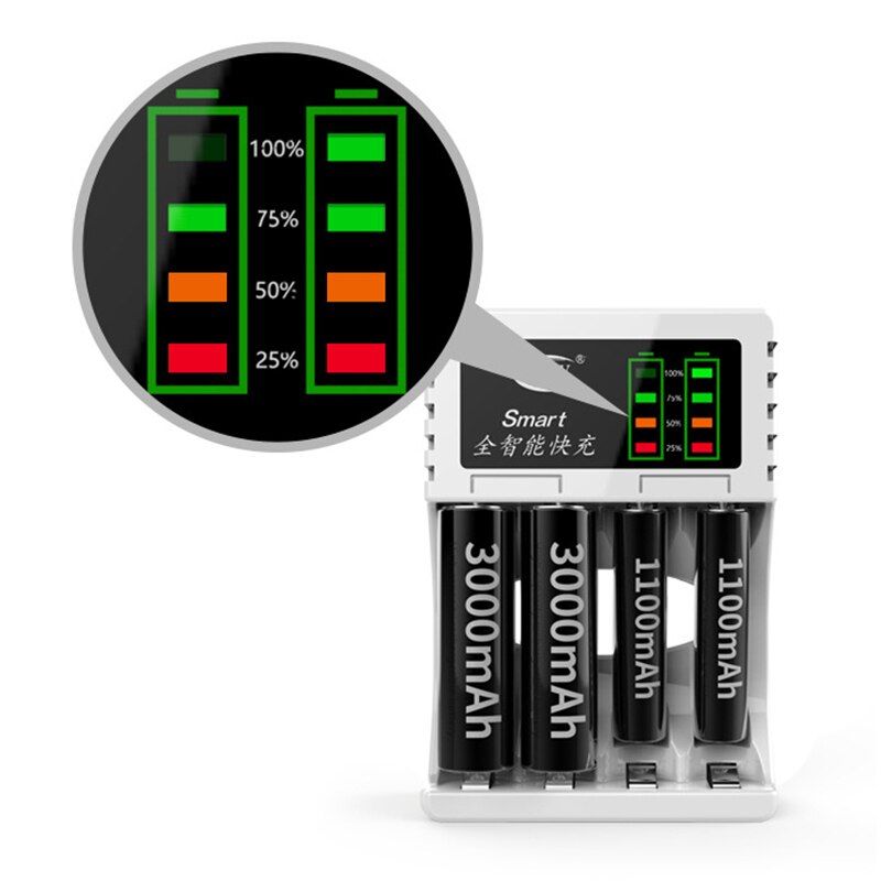 Intelligent Fast Charger 4 Slot Intelligent Battery Charger AA AAA NI-MH NI-CD Rechargeable Batteries With LED Indicator