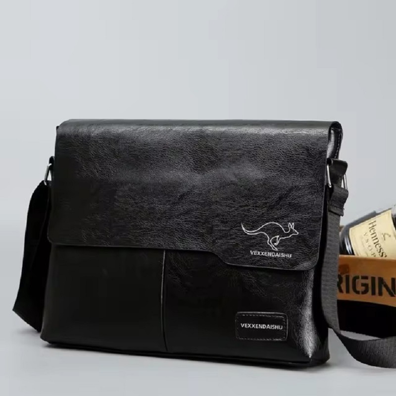 Luxe merk heren schoudertas voor ipad, leren zakelijke handtas, messenger bag voor heren, grote schoudertas voor heren, crossbodytas voor heren: Zwart