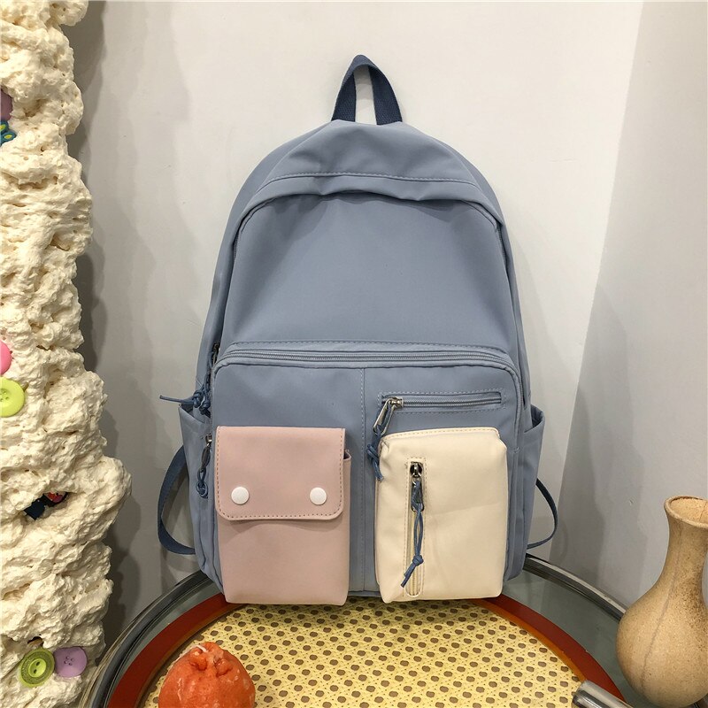 Dcimor Waterdichte Nylon Vrouwen Rugzak Vrouwelijke Multi-Pocket Schooltas Leuke Meisje Boekentas College Laptop Rugzakken Reistas: blue / only backpack