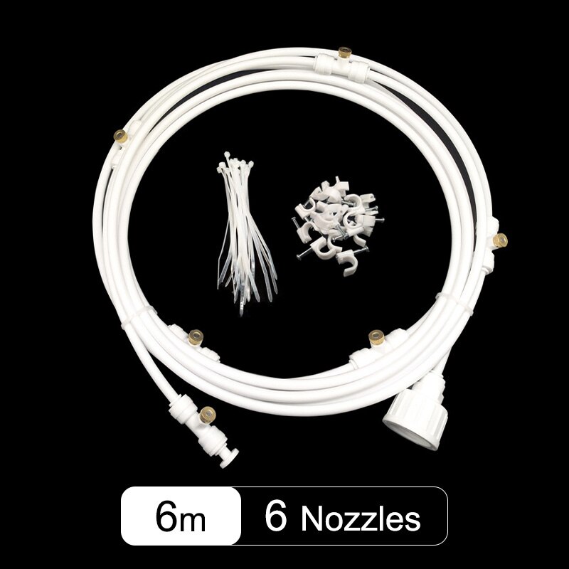 Portable Indoor Garden Water Spray Kit Outdoor Garden Misting System Fog Garden Irrigation For Greenhouse Humidification: White 6 meter