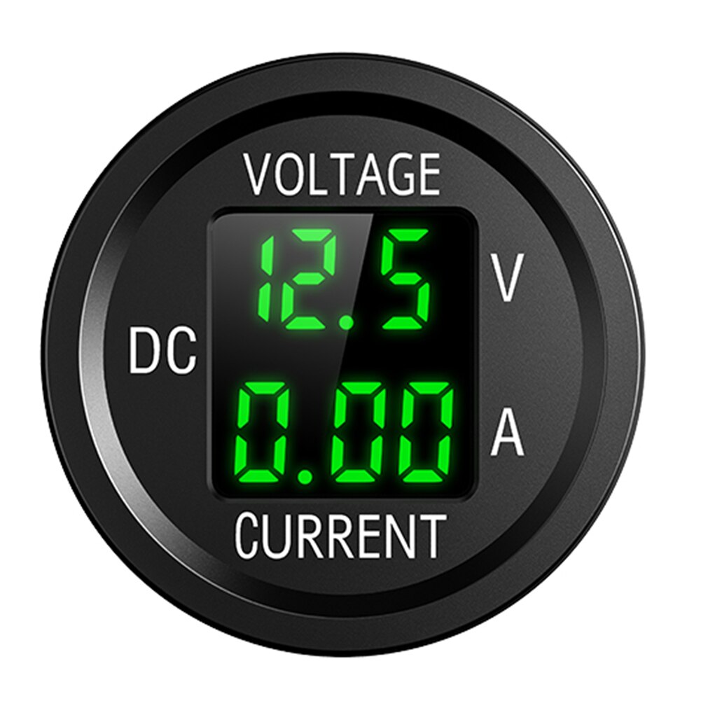 Bil digitalt panel voltmeter meter letvægts personlig ammeter spænding strøm tilbehør til 12-24v bil lastbil: Grøn