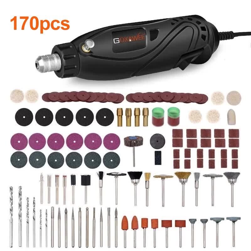 Goxawee – Mini perceuse électrique, outils rotatifs, graveur pour Dremel, outils électriques pour bois, métal, coupe, meulage, accessoires de polissage: 4098-181