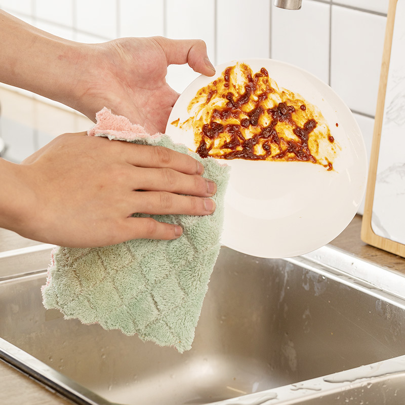 8 stk / lot absorberende mikrofiber køkken opvaskeklud tykkere skurepude klud rengøringshåndklæde klud opvask vask servise køkkenhåndklæde