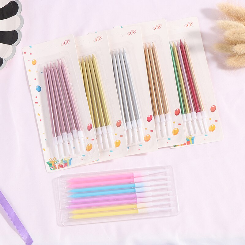 6Pcs/lot Long Pencil Cake Candle Safe Flames Kids Birthday Party Wedding Cake Candle Favor Supplies Cake Romantic Decorations