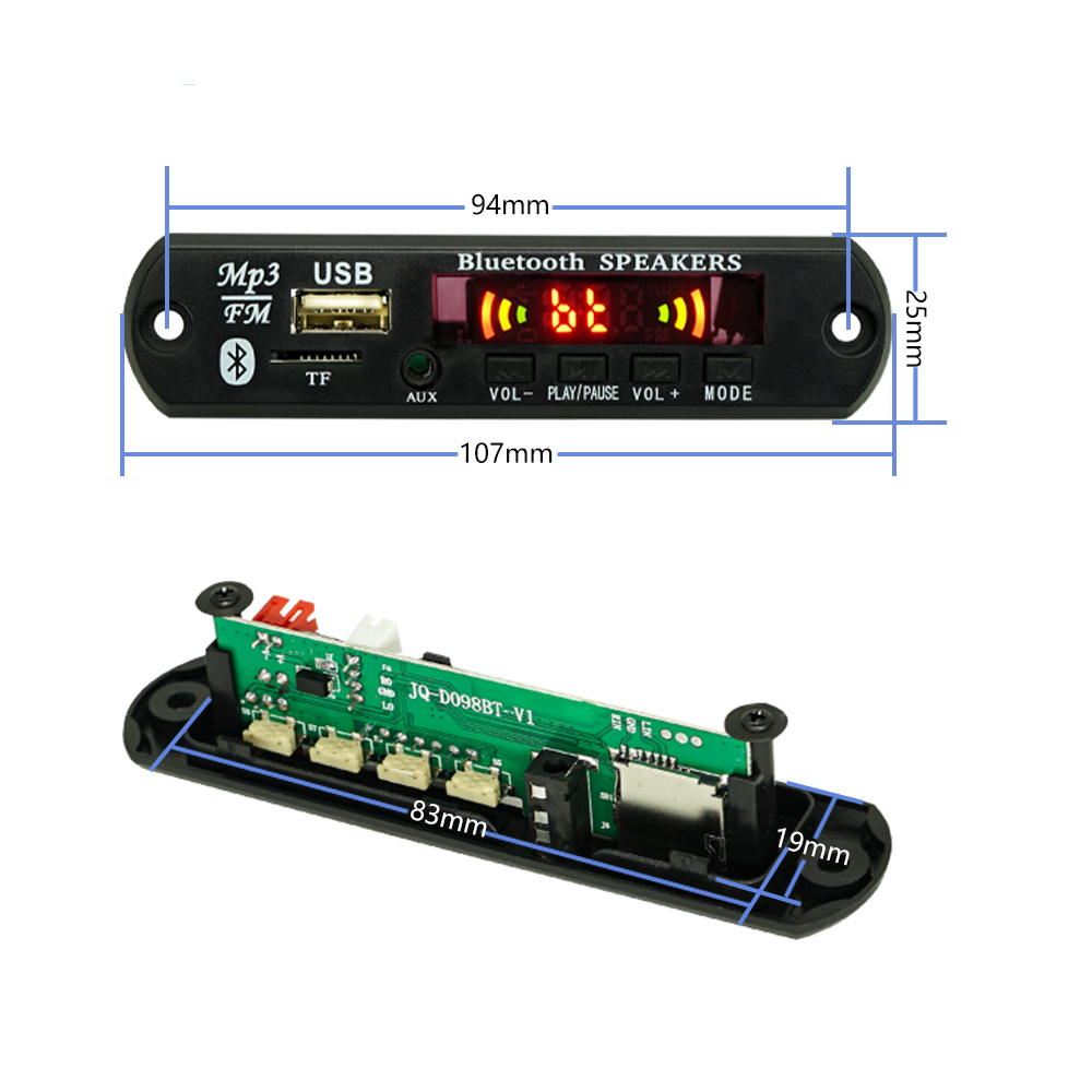 Color Screen Wireless Bluetooth 5.0 12V MP3 WMA Decoder Board Car Audio USB TF FM Radio Module MP3 Player With Remote Control
