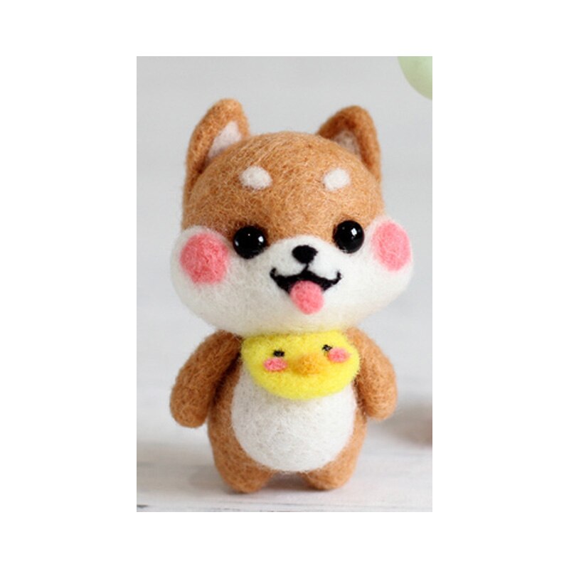 1 set wool for Felt DIY Package Hamsters, cats, dogs, Christmas , stamps needle felting, Shiba Inu Set animals: Burgundy