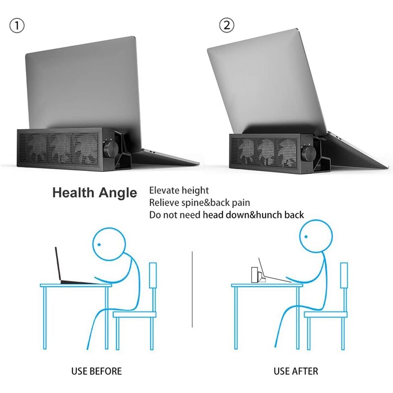Jiushark Laptop Fan Cooling Pad Aluminium Laptop Cooler Stand Met 3 Rgb Led Light 3 Verstelbare Speed Usb 2.0 Voor gaming, werken