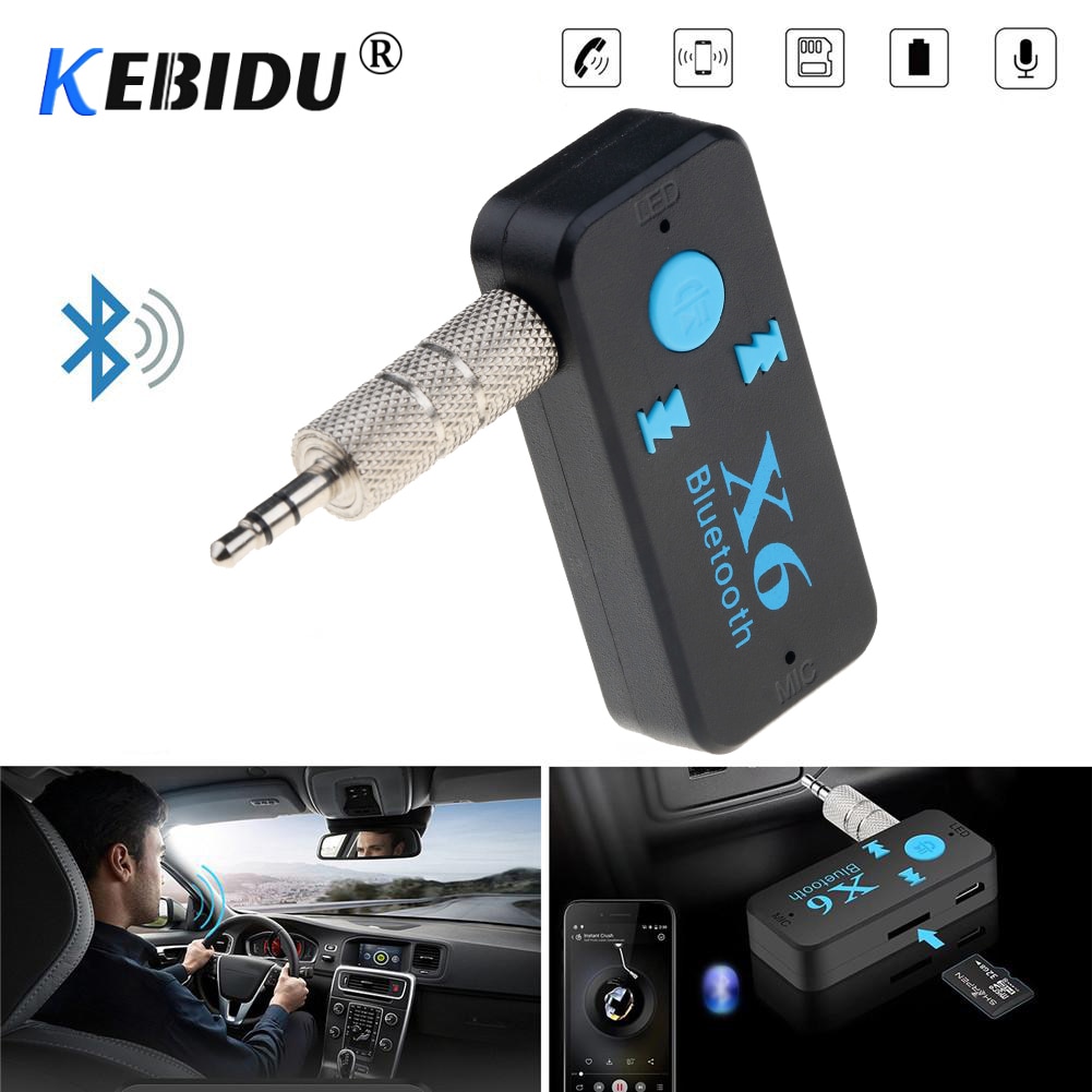 Kebidu Draadloze Bluetooth Adapter 3 in 1 USB Bluetooth 4.2 Ontvanger 3.5mm Jack Stereo Audio Muziek TF Kaartlezer voor Auto