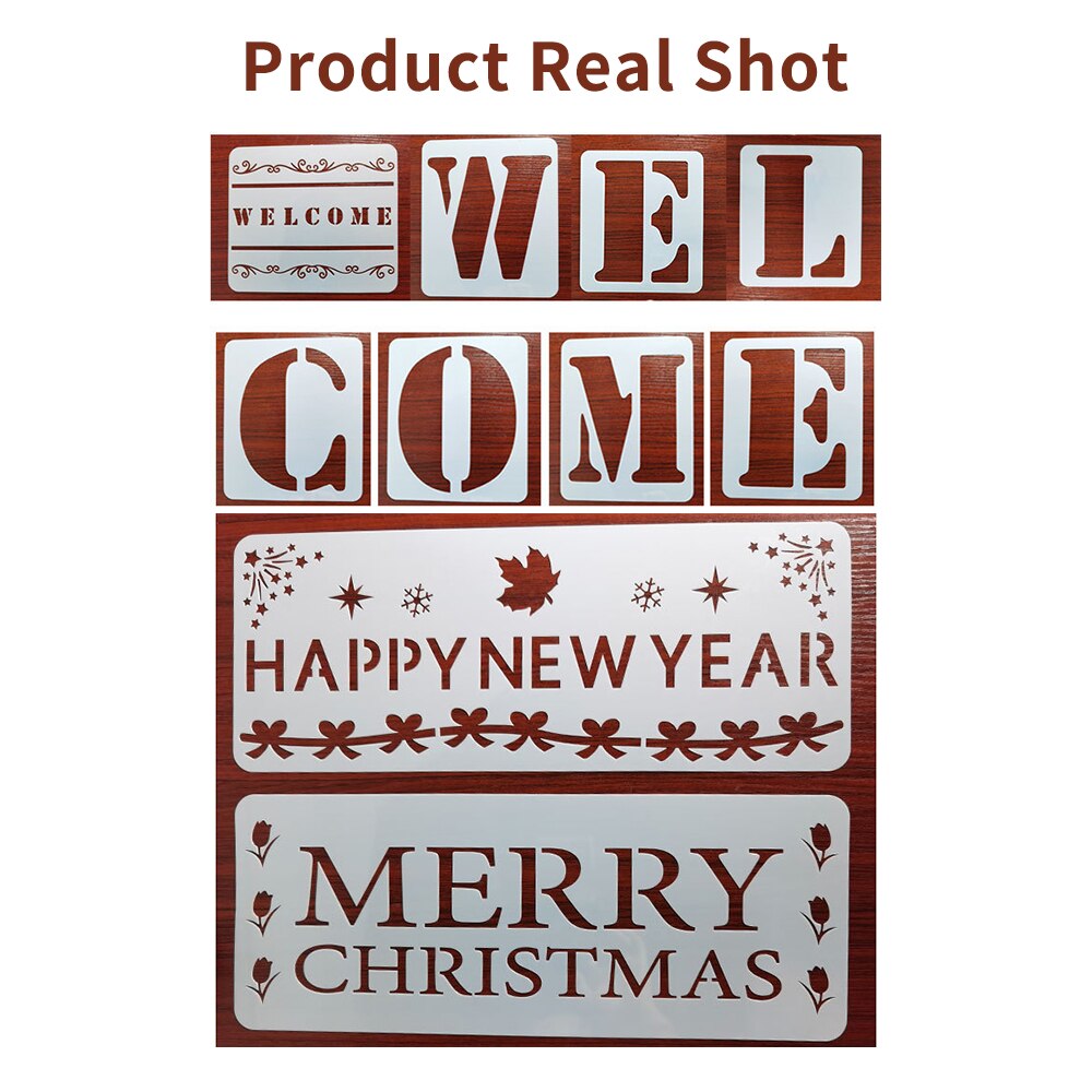 23pcs Welcome Stencil DIY Home Decorative Template Season Festival Number Letter Birthday Welcome Words Reusable