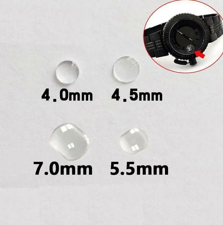 Lente d'ingrandimento a bolle di vetro minerale zaffiro rettangolare rotondo Len per orologio da finestra dati cristallo W4361