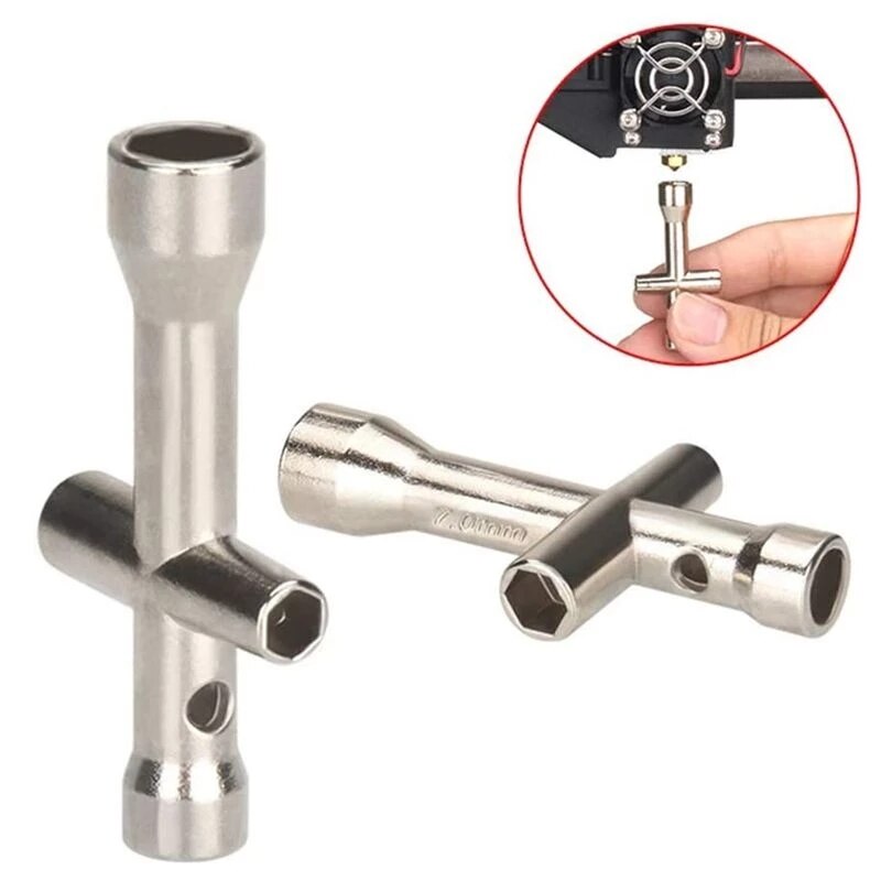 4Pcs 3D Printer Cleaning Tool 5 In 1 Wrench + Mini Cross Socket + Nozzle Brush +6mm/7mm L Spanner for Ender 3 E3D / MK8 / MK10