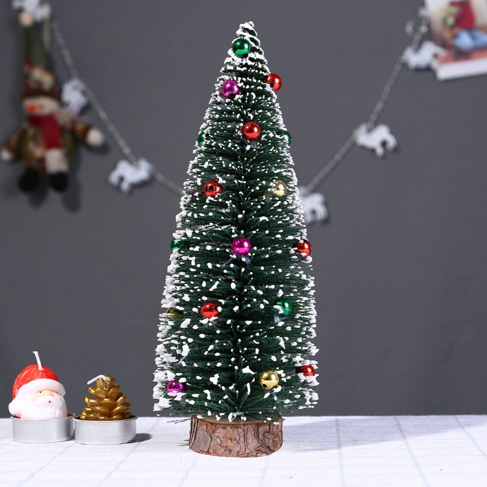 Christmas Tree Mini Pine Tree With Wood Base DIY Crafts Home Table Top Decor Рождество