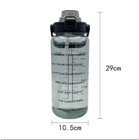 2l Draagbare Waterfles Grote Capaciteit Plastic Stro Water Cup Drinkfles Met Tijdmarkering Voor Buitensporten Fitness