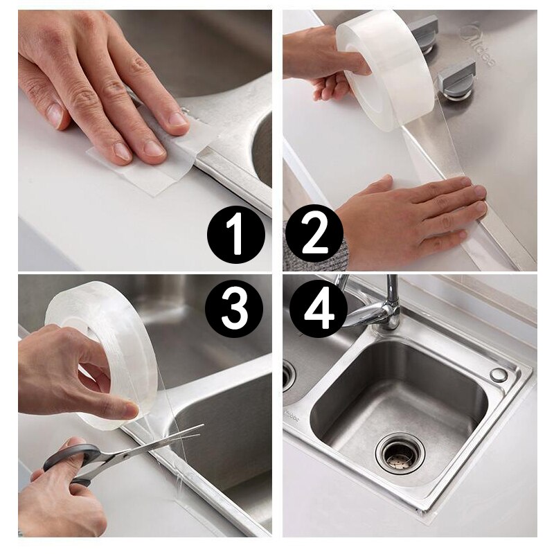 Wall Corner Line Sticker Ceramic Sticker PVC Waterproof Kitchen Tape Bathroom Accessories Self Adhesive Transparent Stickers