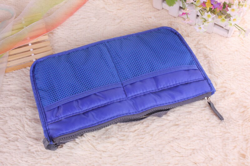 Organizer Insert Bags Women Nylon Travel Insert Organizer Handbags Purse Large liner Lady Makeup Cosmetic Bags Female Tote: Blue