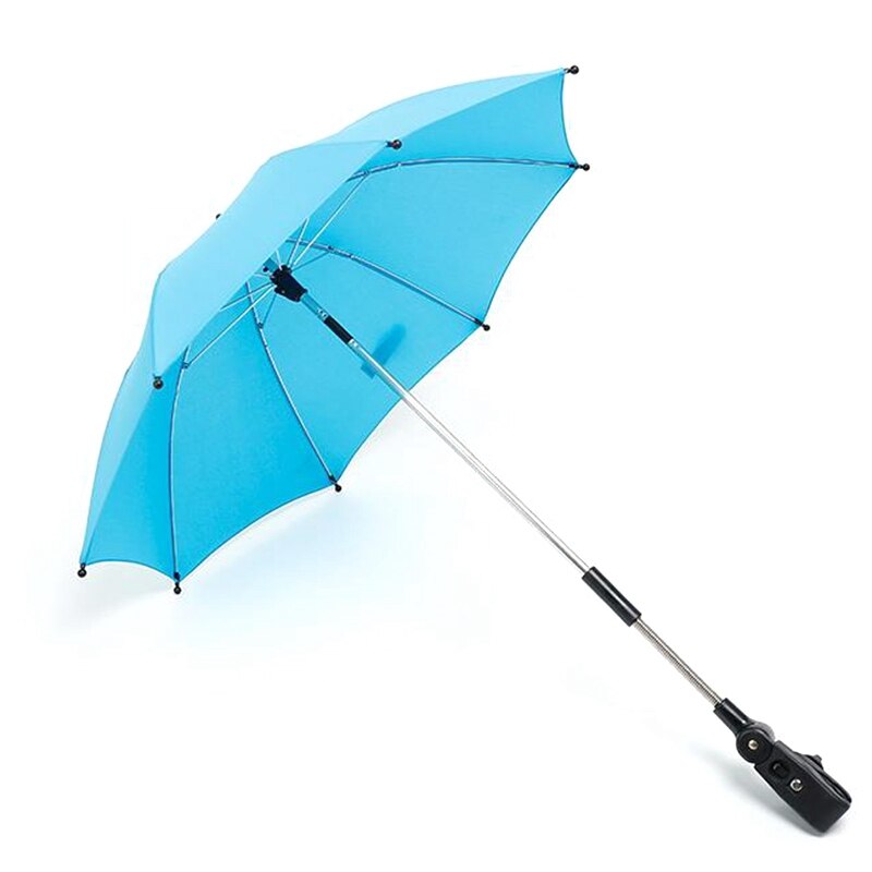 Parapluie De Poussette Réglable 360° Avec Pince Universelle - 76cm, UPF50+, Protection Solaire Pour Bébé (Noir)