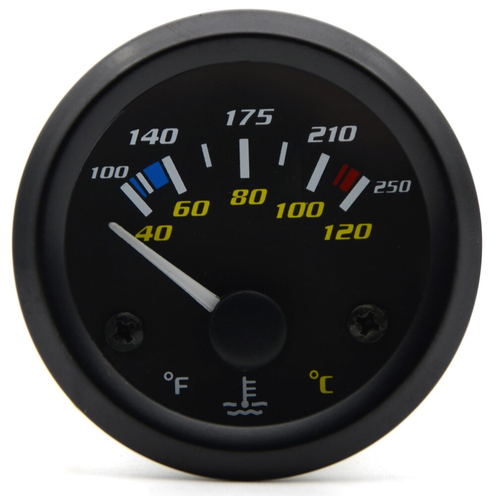 2Inch 52Mm Universele Auto Dual Analoge Water Temperatuur Temp Gauge 40-120C/100-250F Witte Led