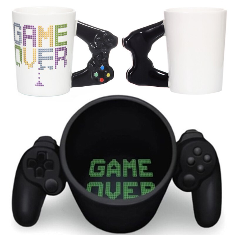 380mL Game Over Coffee Mug 3D Game Controller Handle Mug Ceramic Cup Milk Tea Mugs Gameboy Birthday Christmas