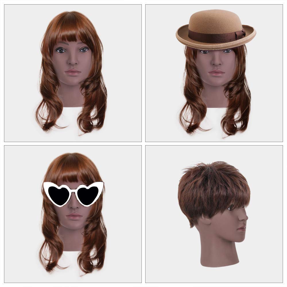 Brown Bald Mannequin Manikin Head Female Hairdressing Cosmetology with Free For Wig Jewelry And Hat Display