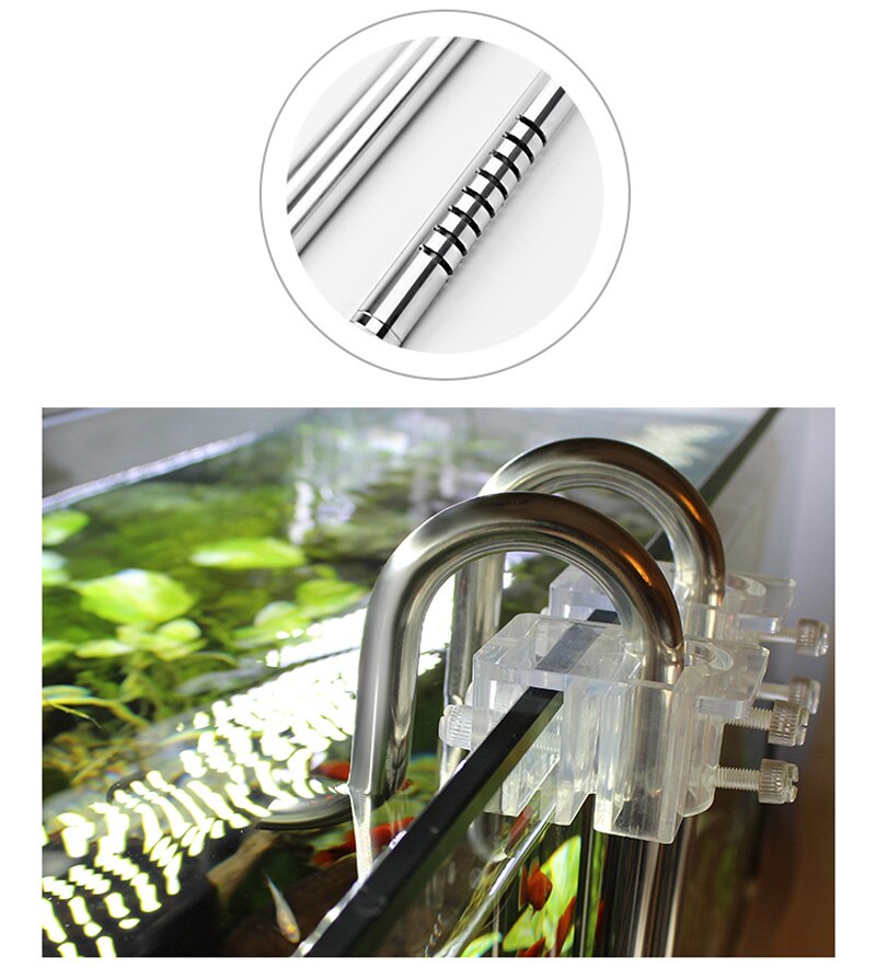 Aquarium Fish Tank Stainless Steel ADA Style Inflow Outflow Lily Pipe with Surface Skimmer