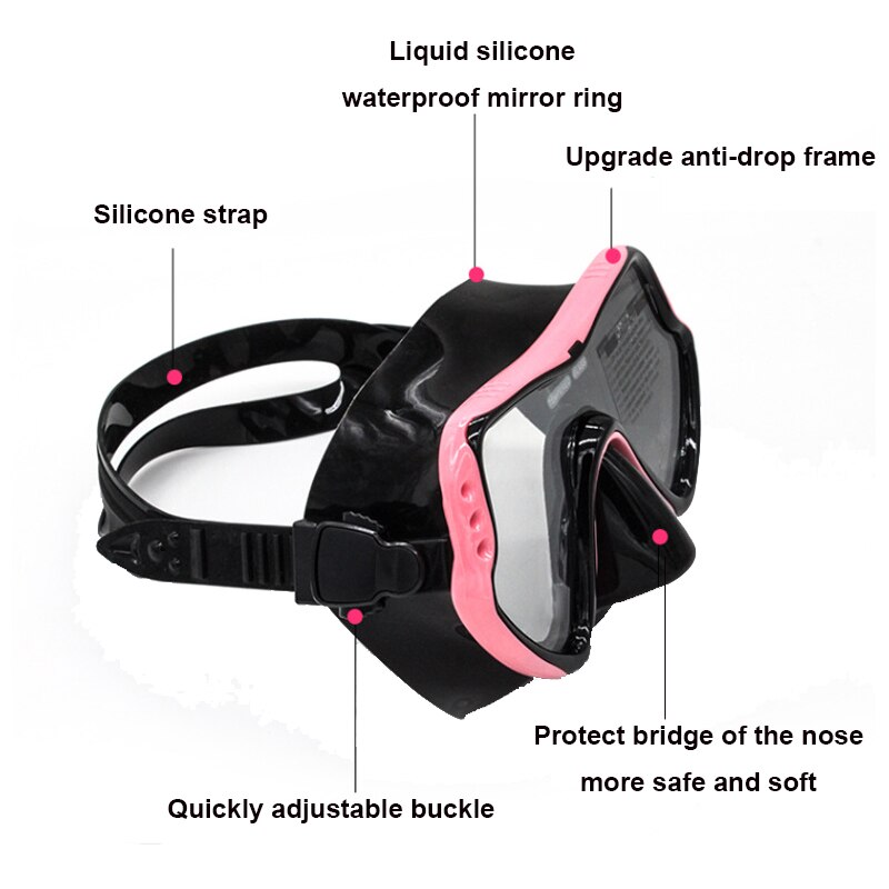Maschera professionale per immersioni subacquee e snorkeling occhiali antiappannamento occhiali da nuoto nuoto Set di tubi per respiro facile