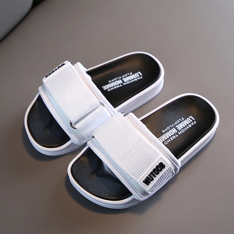 Sommar barn sandal bebis pojkar tjej tofflor barn halkskydd tofflor strandskor barn lägenheter flickor: Vit / 34-35