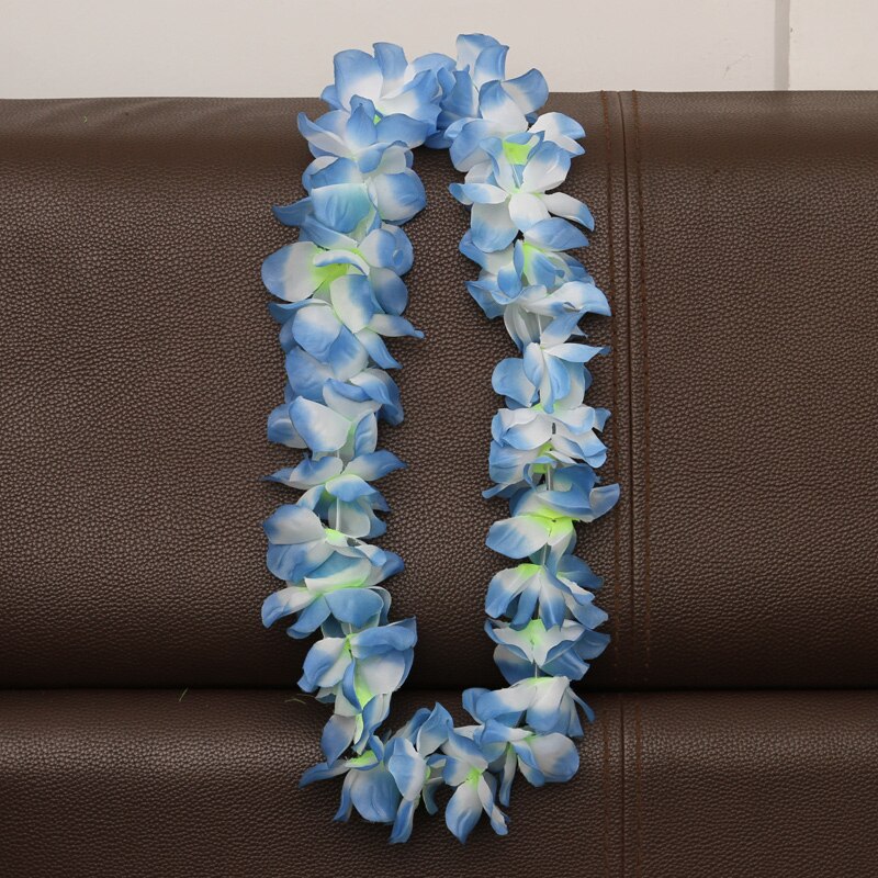 1 st hawaiianska konstgjorda blommor leis krans halsband krans självhäftande klänning hawaii strandfest dekoration påsk: Blå