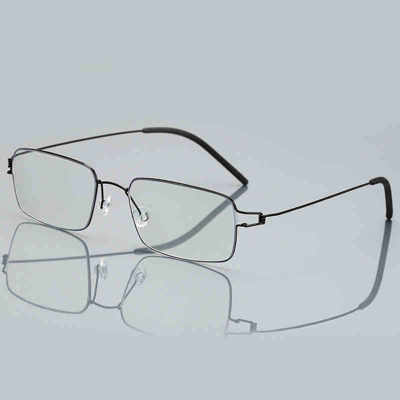 Dänemark Schraubenlose Brille Rahmen Männer Schmale Quadratische Luft Titan Ultraleicht Business Dünne Rand Brillen Korea Brillen: green