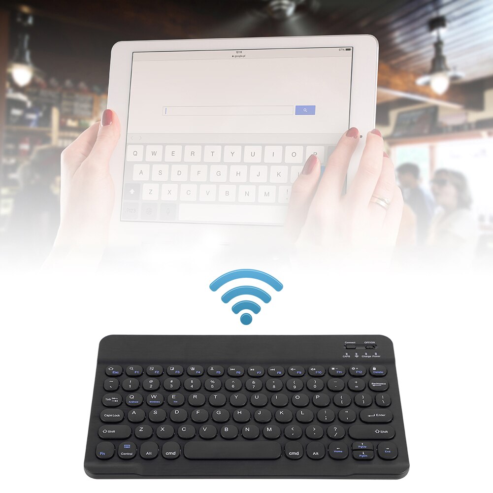 Phone Tablet Wireless Keyboard Wireless Bluetooth-compatible Multi Device Keyboard Round Keycaps for iOS Android PC