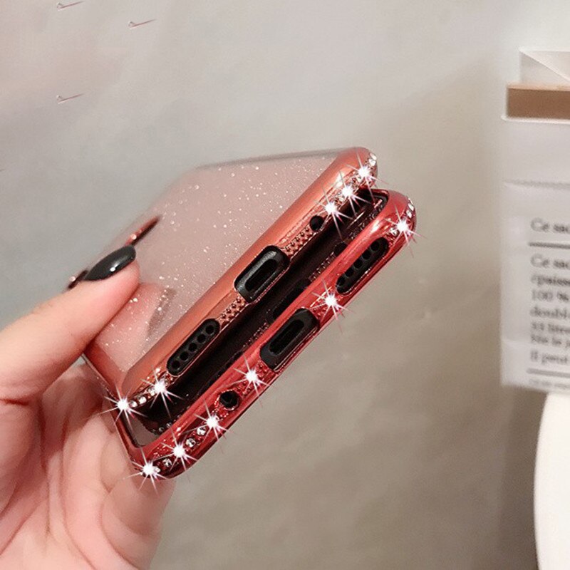 Para redmi 9 t caso brilhante diamante claro macio silicone casos de telefone para xiaomi redmi 9 t 9 t bling glitter strass tpu capa traseira