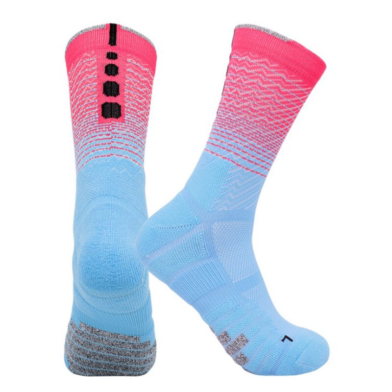 Calcetines de baloncesto Elite Crew Dry Fit para hombre, medias gruesas con almohadilla de cojín de felpa suave, calcetines deportivos de Color contrastante: Blue rose