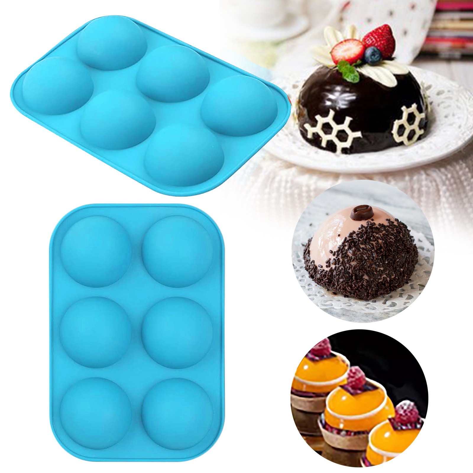 Half Sphere Silicone Soap Molds Bakeware Cake Decorating Tools Pudding Jelly Chocolate Fondant Mould Ball Biscuit Baking Moulds