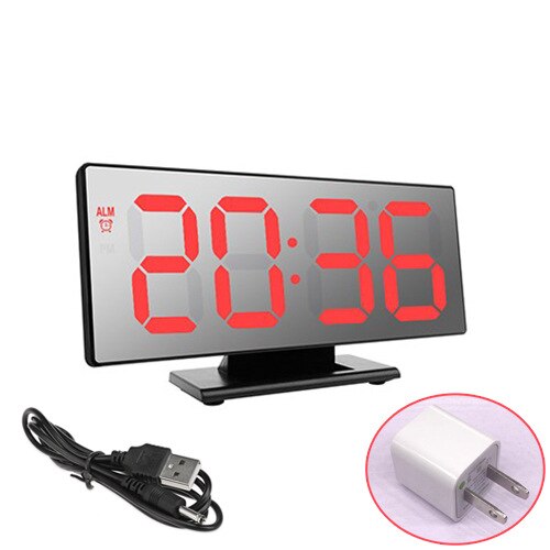 Large screen LED digital clock HD mirror bedside electronic watch ins simple bedroom alarm clock luminous mute: 7