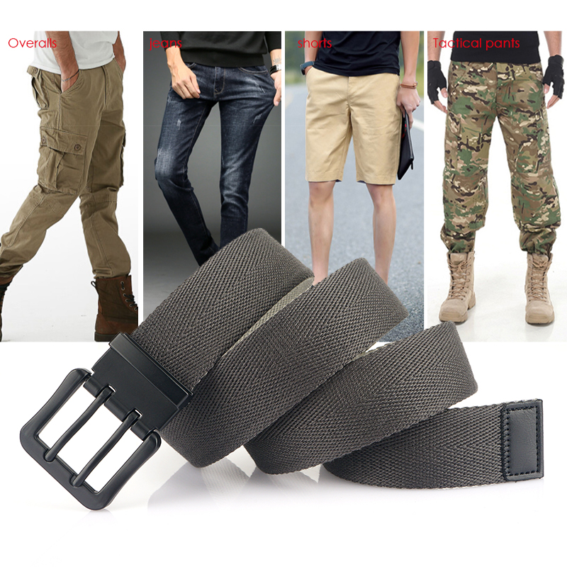 Vintage Reversible Belt For Men Double Needle Alloy Buckle Soft Tough Canvas Belt 38mm Adjustable Work Girdle Male Accessories