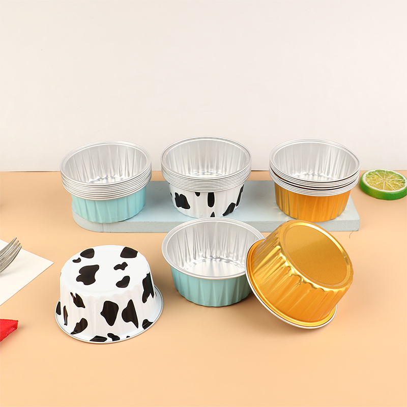 10Pcs Reusable Round Aluminum Foil Tin Cup Pudding Cake Mold Air Fryer Tinfoil Box Small Baking Tray Baking Pastry Tools