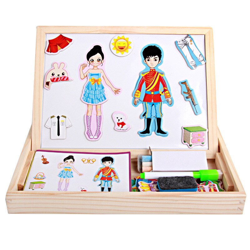 3D Wooden Magnetic Puzzle - Figures, Animals, Vehicles, Drawing Board - Educational Toy for Kids