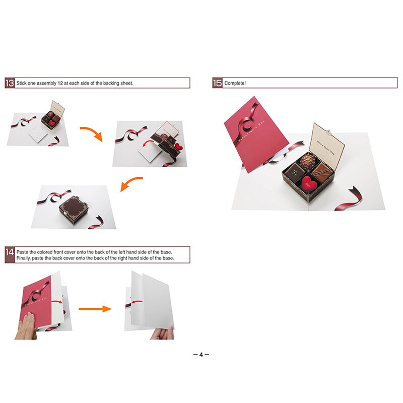 DIY Pop-up Card Chocolate-box,Handmade 3D Anniversary Greeting Card Paper Model,Postcard Invitation Papercraft,Craft ER-109