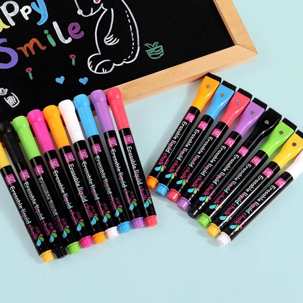 Dust Free Liquid Chalk Pen Erasable Multi-Color Whiteboard Art Marker Pen Highlighters For Blackboard Graffiti LED Board Writing