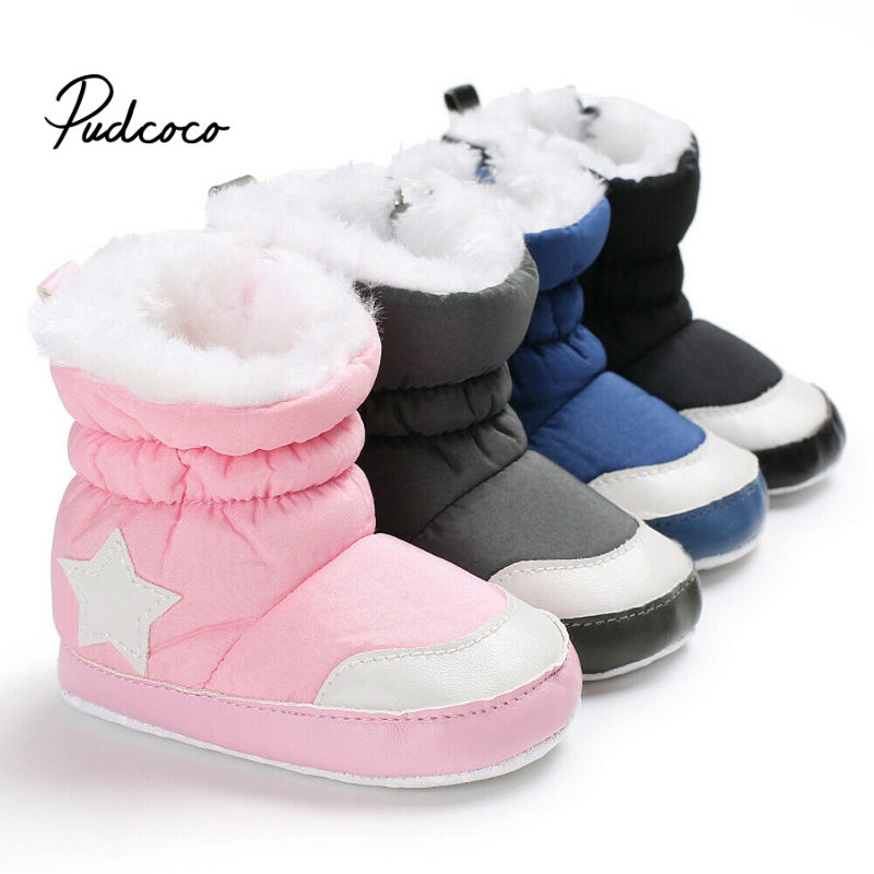 Brand Unisex Kinderen Winter Schoenen Pasgeboren Baby Meisjes Jongen Laarzen Baby Peuter Star Gedrukt Sneeuwveld Warm Bont Snowboots 0-18Months